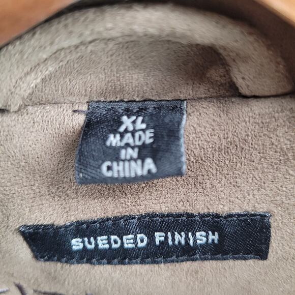 Vintage Claiborne Mens Camel Suede Finish Outwear Full Zip Bomber Jacket Size XL - Picture 9 of 11